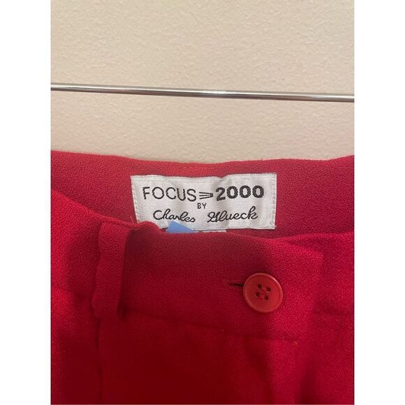 Focus 2000 by Charles glueck red wool 90s 80s two piece suit set size 6 - Picture 11 of 13